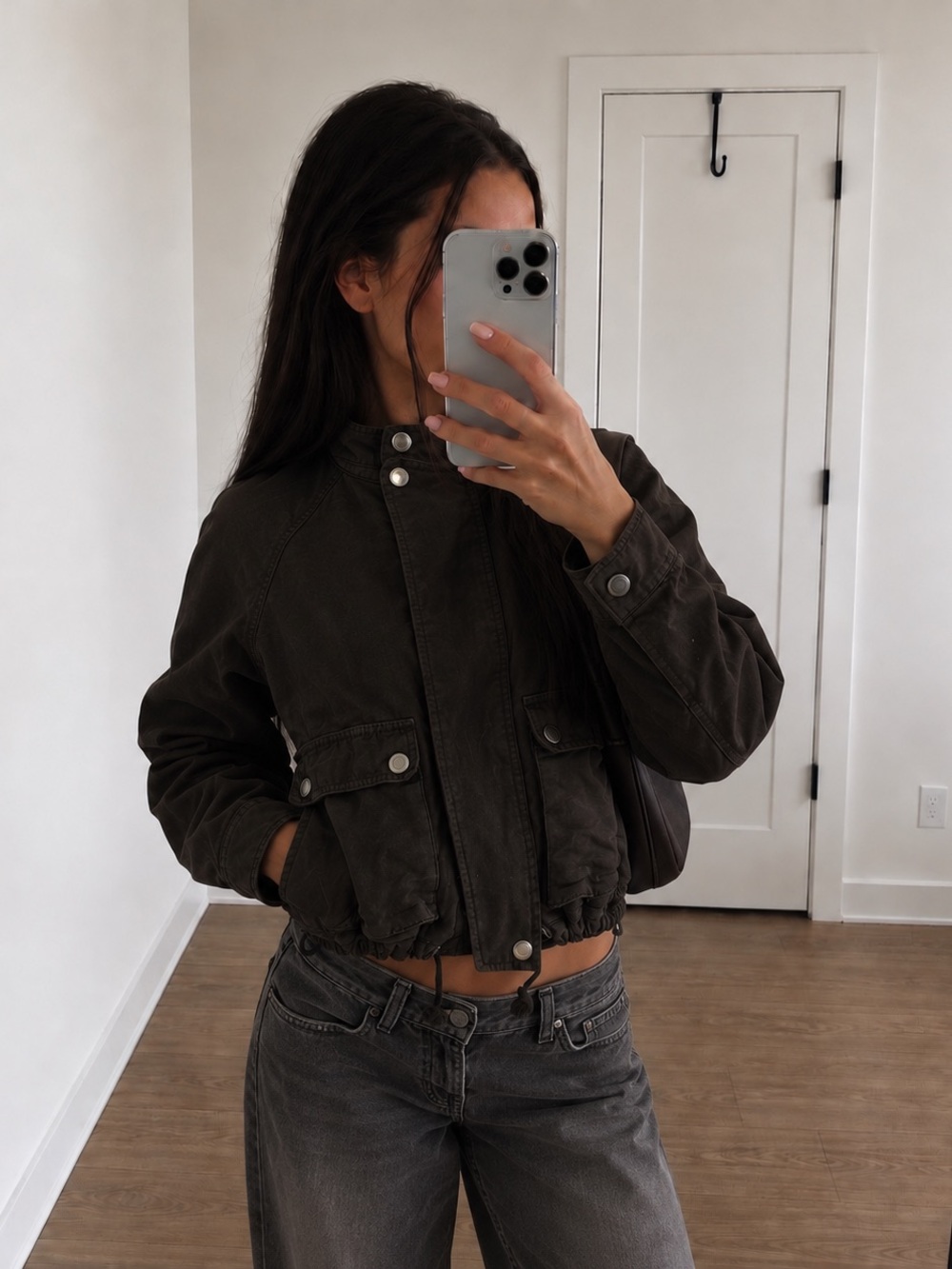Free People Washed Black Mock Neck
Utility Jacket
